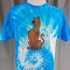 Scooby Doo Tie Dye T Shirt Adult XL Retro Swirl Blue TV Cartoon Dog